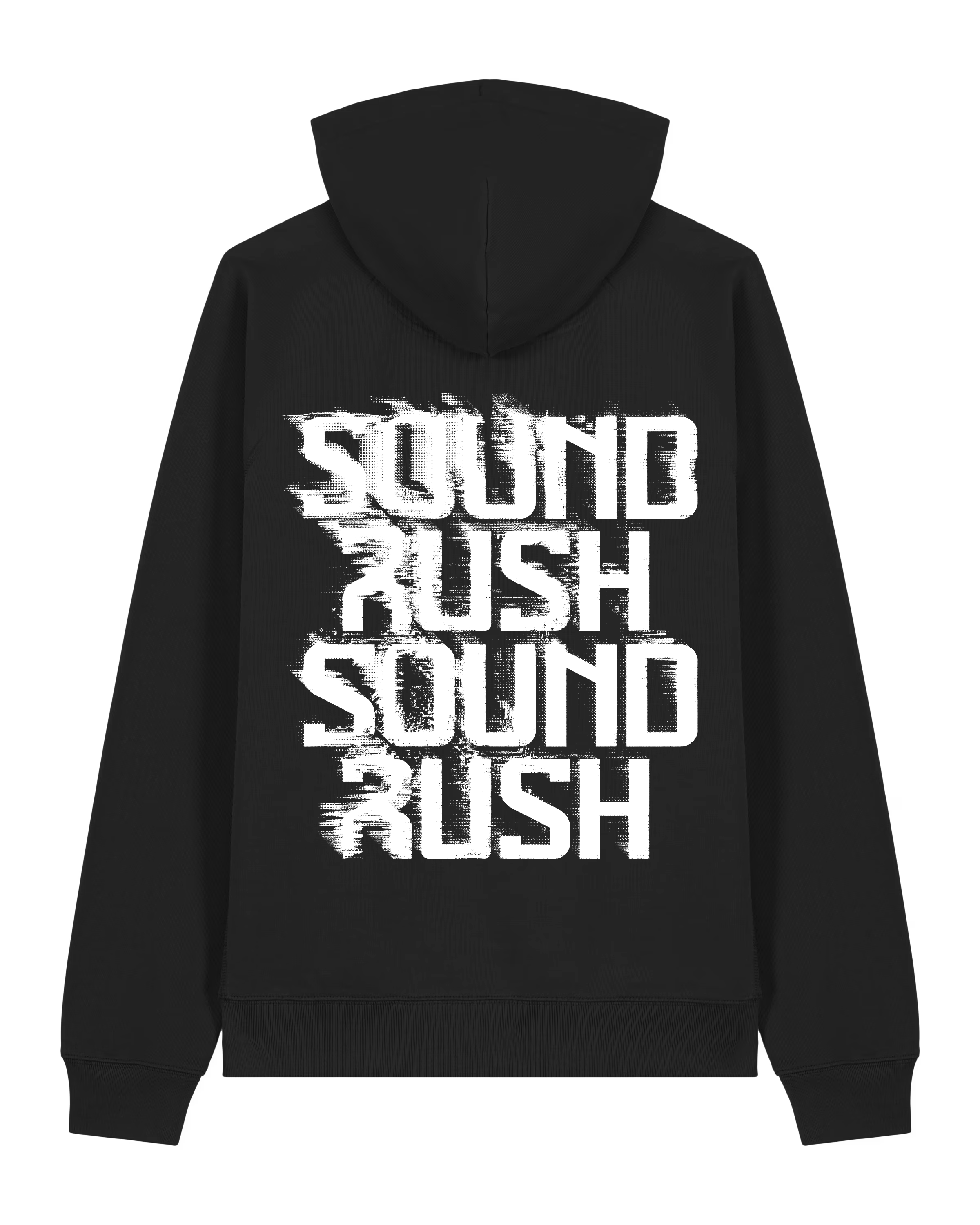 DISTRESSED LOGO BLACK HOODIE
