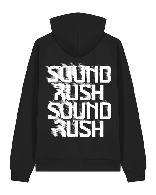 DISTRESSED LOGO BLACK HOODIE